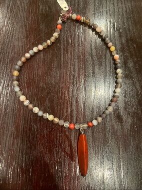 S Kalan gem and Sterling Multicolor Agate Bead Necklace